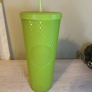 Starbucks GLOW IN THE DARK Neon Green Studded Cold Cup with Straw LIMITED